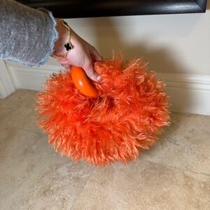 Faux Fur Mini Top Handle Bag - Orange